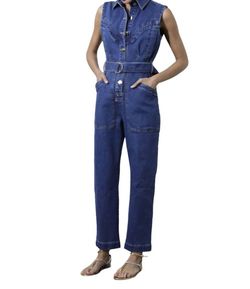 Style 1-4071115789-70 Karina Grimaldi Blue Size 0 Floor Length High Neck 1-4071115789-70 Belt Jumpsuit Dress on Queenly