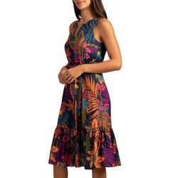 Style 1-4226212354-149 Trina Turk Blue Size 12 Pattern Plus Size A-line Cocktail Dress on Queenly