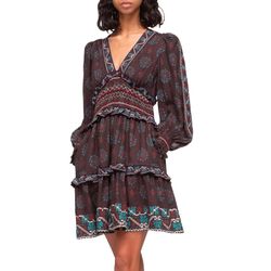 Style 1-791632118-1498 SEA Brown Size 4 Print Embroidery Cocktail Dress on Queenly