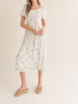 Style 1-83712343-149 Sadie & Sage White Size 12 Floral Print Square Neck Cocktail Dress on Queenly