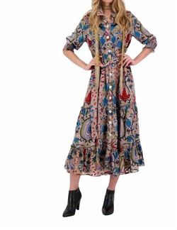 Style 1-925508699-1691 Rubyyaya Brown Size 16 Print Sleeves Straight Dress on Queenly