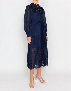 Style 1-995217222-1691 CHRISTY LYNN Blue Size 16 Belt Mini High Neck Embroidery Cocktail Dress on Queenly