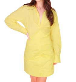 Style 1-1129093525-892 LENA Yellow Size 8 Sorority Rush Mini High Neck Cocktail Dress on Queenly