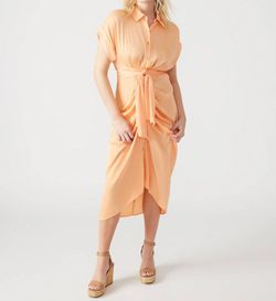 Style 1-1184195789-425 STEVE MADDEN Orange Size 8 Tall Height Polyester High Neck High Low Cocktail Dress on Queenly