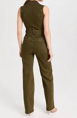 Style 1-1747274315-425 Paige Green Size 8 High Neck Pockets Vintage Olive Jumpsuit Dress on Queenly