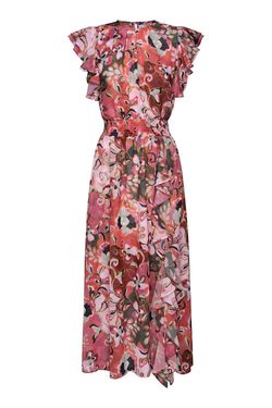 Style 1-1953007358-892 Misa Los Angeles Pink Size 8 Free Shipping High Neck Print Black Tie Cocktail Dress on Queenly