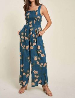 Style 1-2190409706-1464 DAVI & DANI Green Size 28 Teal Floor Length Jumpsuit Dress on Queenly