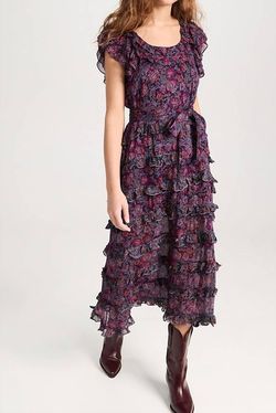 Style 1-2821239101-149 Cleobella Purple Size 12 Ruffles Straight Dress on Queenly