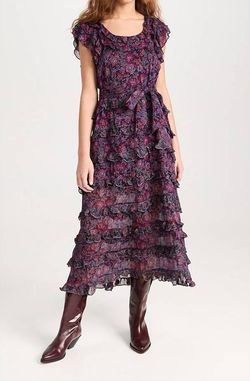 Style 1-2821239101-149 Cleobella Purple Size 12 Ruffles Straight Dress on Queenly