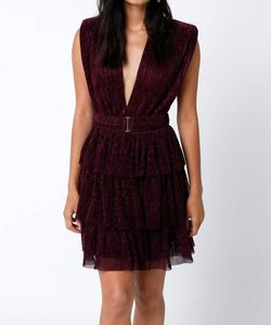 Style 1-3056476405-892 OLIVACEOUS Red Size 8 Tall Height Plunge Mini Belt Magenta Cocktail Dress on Queenly