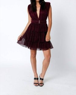 Style 1-3056476405-892 OLIVACEOUS Red Size 8 Tall Height Plunge Mini Belt Magenta Cocktail Dress on Queenly