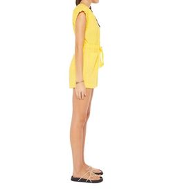 Style 1-3766474581-149 Mother Yellow Size 12 Sleeves Mini V Neck Jumpsuit Dress on Queenly