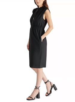 Style 1-3870940534-74 STEVE MADDEN Black Size 4 High Neck Straight Cocktail Dress on Queenly