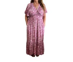 Style 1-390667963-149 DAVI & DANI Purple Size 12 1-390667963-149 Military Plus Size Straight Dress on Queenly