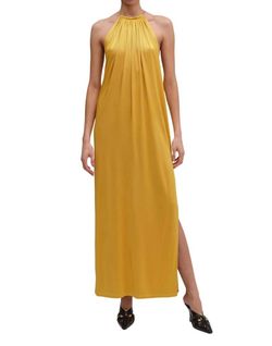 Style 1-4017127513-70 RONNY KOBO Yellow Size 0 Tall Height Free Shipping Floor Length Black Tie Side slit Dress on Queenly