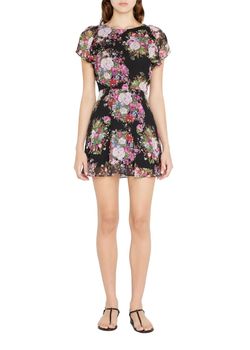 Style 1-4029772812-1498 LoveShackFancy Black Size 4 Floral Sleeves Cocktail Dress on Queenly