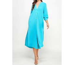 Style 1-4250699110-149 ELLISON Blue Size 12 Sleeves V Neck Cocktail Dress on Queenly