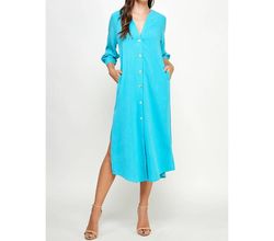 Style 1-4250699110-149 ELLISON Blue Size 12 Sleeves Pockets Cocktail Dress on Queenly