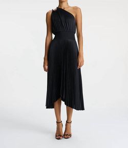 Style 1-593976559-425 A.L.C. Black Size 8 One Shoulder Satin Cocktail Dress on Queenly