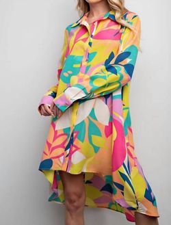 Style 1-722113997-149 Easel Yellow Size 12 Print Long Sleeve 1-722113997-149 Cocktail Dress on Queenly