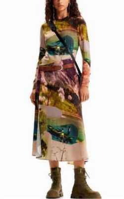 Style 1-1026489224-1691 Desigual Green Size 16 Tall Height Free Shipping Cocktail Dress on Queenly