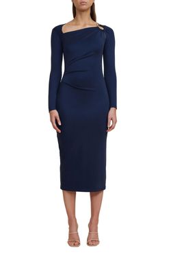 Style 1-1704510617-917 ACLER Blue Size 2 Free Shipping Polyester Navy Cocktail Dress on Queenly