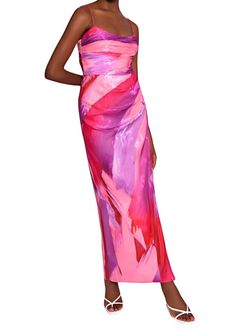 Style 1-1807413989-425 hutch Pink Size 8 Side Slit Satin Straight Dress on Queenly