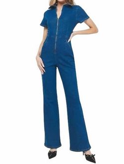 Style 1-2370130873-74 needii Blue Size 4 Mini High Neck Jumpsuit Dress on Queenly