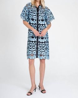 Style 1-2484860597-1691 EVA FRANCO Blue Size 16 Sleeves High Neck Cocktail Dress on Queenly