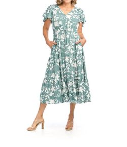 Style 1-2649001405-149 Papillon Green Size 12 Floral V Neck Cocktail Dress on Queenly