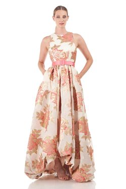 Style 1-2661646195-649 Kay Unger Pink Size 2 Pockets Belt High Low Ball gown on Queenly