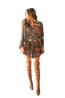 Style 1-3234506106-74 OLIVACEOUS Brown Size 4 Long Sleeve 1-3234506106-74 Cocktail Dress on Queenly