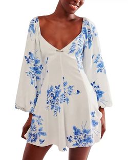 Style 1-3588503434-74 Free People Blue Size 4 Floral Mini Cocktail Dress on Queenly