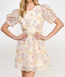 Style 1-3646963090-892 Rubienn Nude Size 8 Mini Floral Sorority Cocktail Dress on Queenly