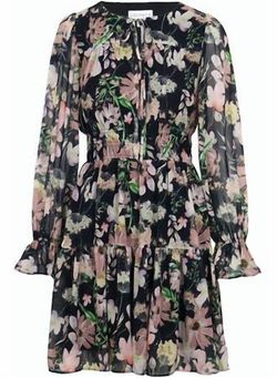 Style 1-3881292973-149 LUCY PARIS Black Size 12 Long Sleeve Floral Polyester Plus Size Cocktail Dress on Queenly