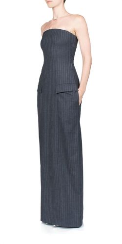 Style 1-3919030804-6255 BEC + BRIDGE Gray Size 2 Pockets Side Slit Strapless Straight Dress on Queenly