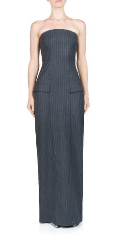 Style 1-3919030804-6255 BEC + BRIDGE Gray Size 2 Pockets Side Slit Strapless Straight Dress on Queenly