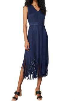 Style 1-3971769028-149 current air Blue Size 12 Fringe V Neck Cocktail Dress on Queenly