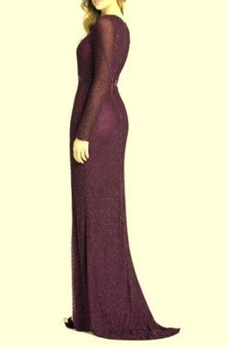 Mac Duggal Purple Size 12 Polyester Floor Length Straight Side slit Dress on Queenly