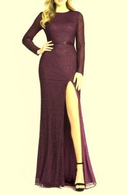 Mac Duggal Purple Size 12 Polyester Floor Length Straight Side slit Dress on Queenly