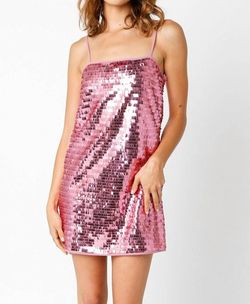 Style 1-130879584-149 OLIVACEOUS Pink Size 12 Casual Mini Sequined Cocktail Dress on Queenly