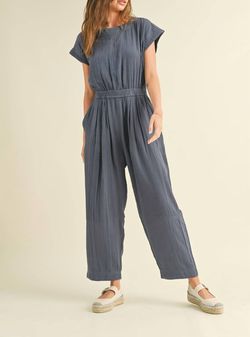 Style 1-1719032636-149 MIOU MUSE Blue Size 12 Polyester Plus Size Navy Jumpsuit Dress on Queenly