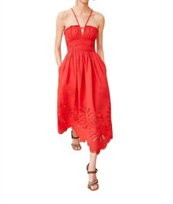 Style 1-1803867237-53 Ulla Johnson Red Size 6 50 Off Free Shipping Sheer Cocktail Dress on Queenly