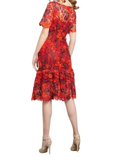 Style 1-1972233584-1498 EVA FRANCO Red Size 4 Sleeves Ruffles Cocktail Dress on Queenly