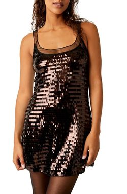 Style 1-2019215909-1691 Free People Brown Size 16 Mini Sequined Cocktail Dress on Queenly