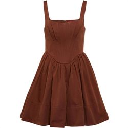 Style 1-2031326130-1498 STAUD Brown Size 4 Free Shipping Mini Polyester Cocktail Dress on Queenly