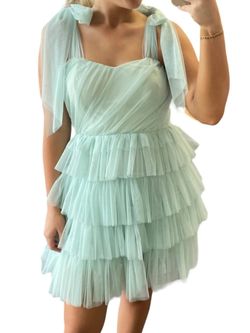 Style 1-2235007149-149 Polagram Green Size 12 Free Shipping Mini Tulle Cocktail Dress on Queenly