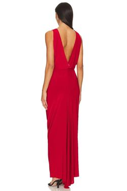 Style 1-2342174208-70 Misa Los Angeles Red Size 0 Black Tie Jersey Straight Dress on Queenly