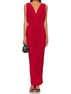 Style 1-2342174208-70 Misa Los Angeles Red Size 0 Black Tie Jersey Straight Dress on Queenly