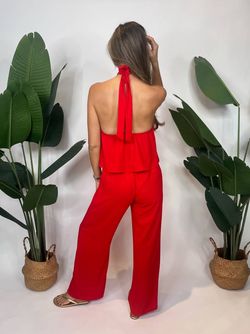 Style 1-2765057383-149 KLd. Signature Red Size 12 Halter Spandex Plus Size Jumpsuit Dress on Queenly